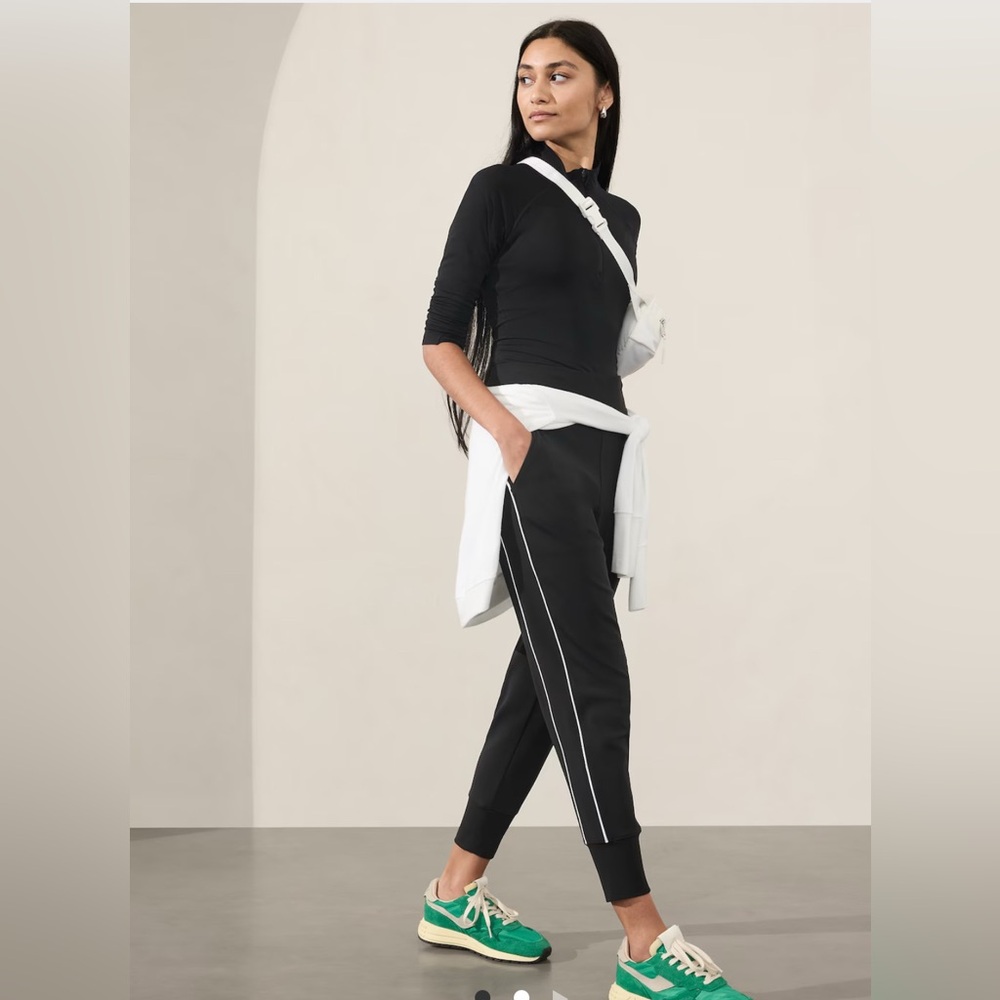 Athleta Venice Track Pants - Black with White Stripe